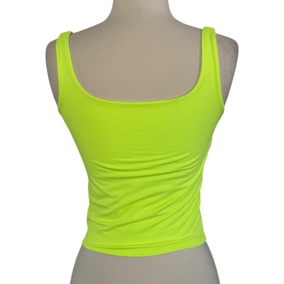 BITE IT! Neon Fluorescent Yellow Tank Crop Top Grunge Punk Retro Festival Size S - Picture 5 of 7